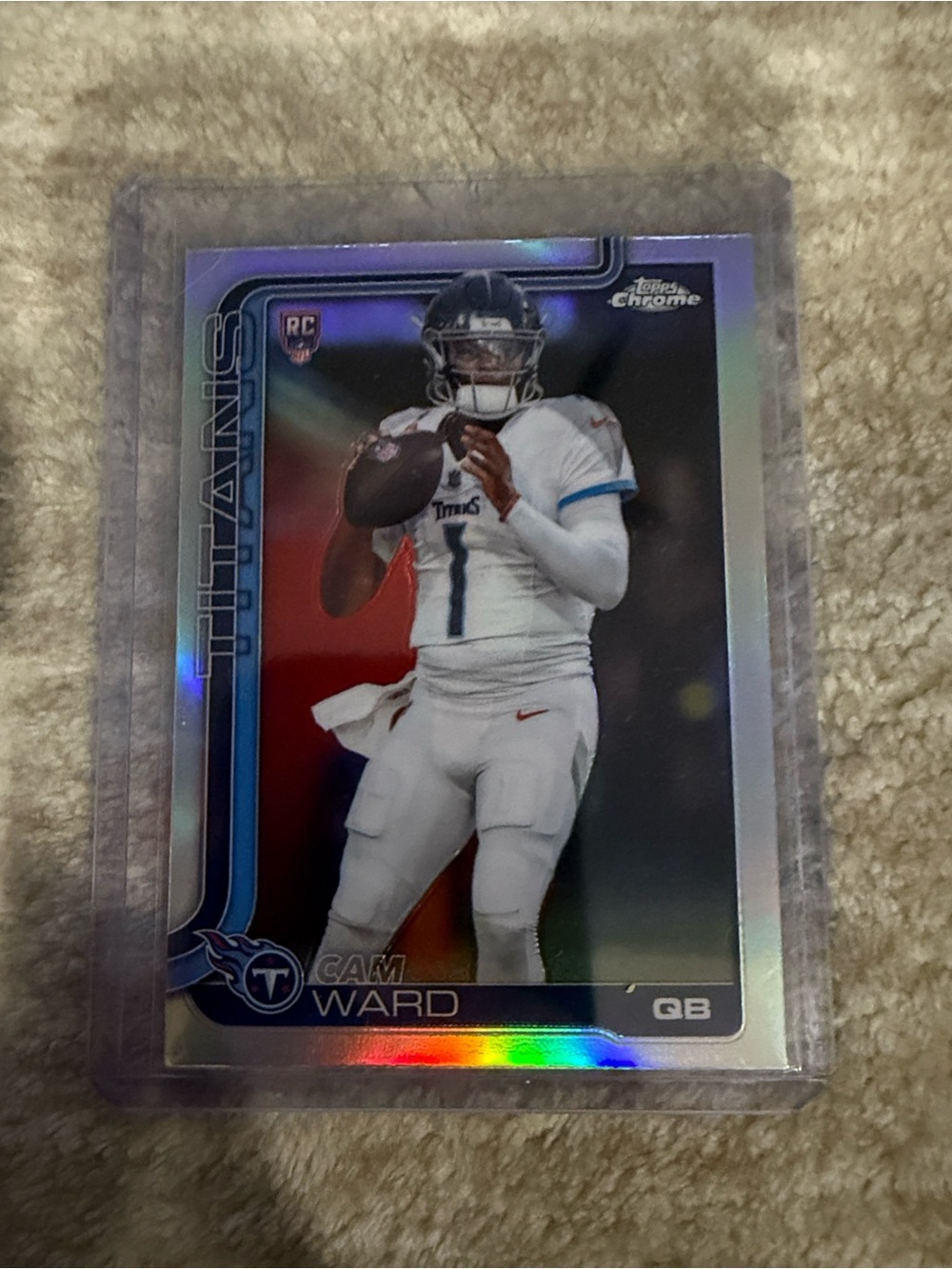 Topps Chrome Titans Cam Ward Football Card - White, Blue, Red